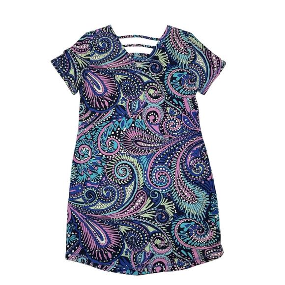 T by Talbots MP paisley cotton/spandex multicolor dress knee length casual shift - Picture 6 of 10